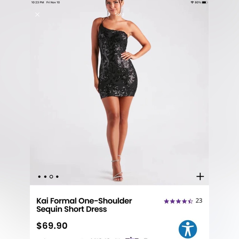 Black sequin one shoulder dress
